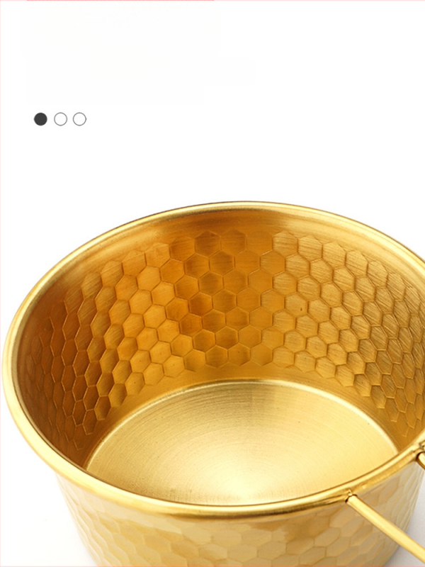 Hammered snow bowl no nerūsējoša tērauda piknikam ar rokturi, zīmols Moxa Chef, piemērots 2 personām