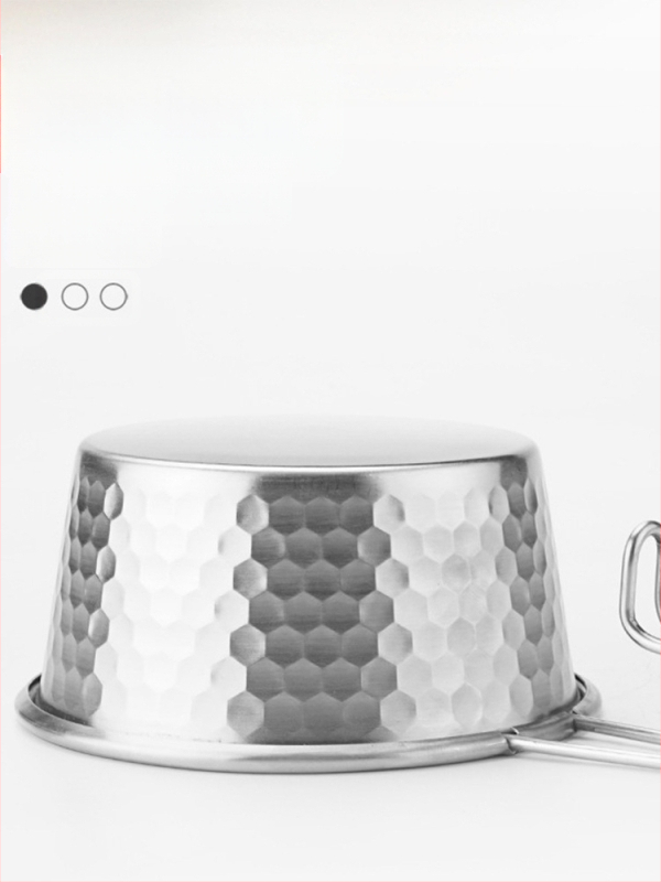 Hammered snow bowl no nerūsējoša tērauda piknikam ar rokturi, zīmols Moxa Chef, piemērots 2 personām