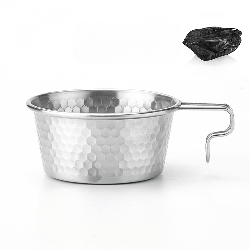 Hammered snow bowl no nerūsējoša tērauda piknikam ar rokturi, zīmols Moxa Chef, piemērots 2 personām