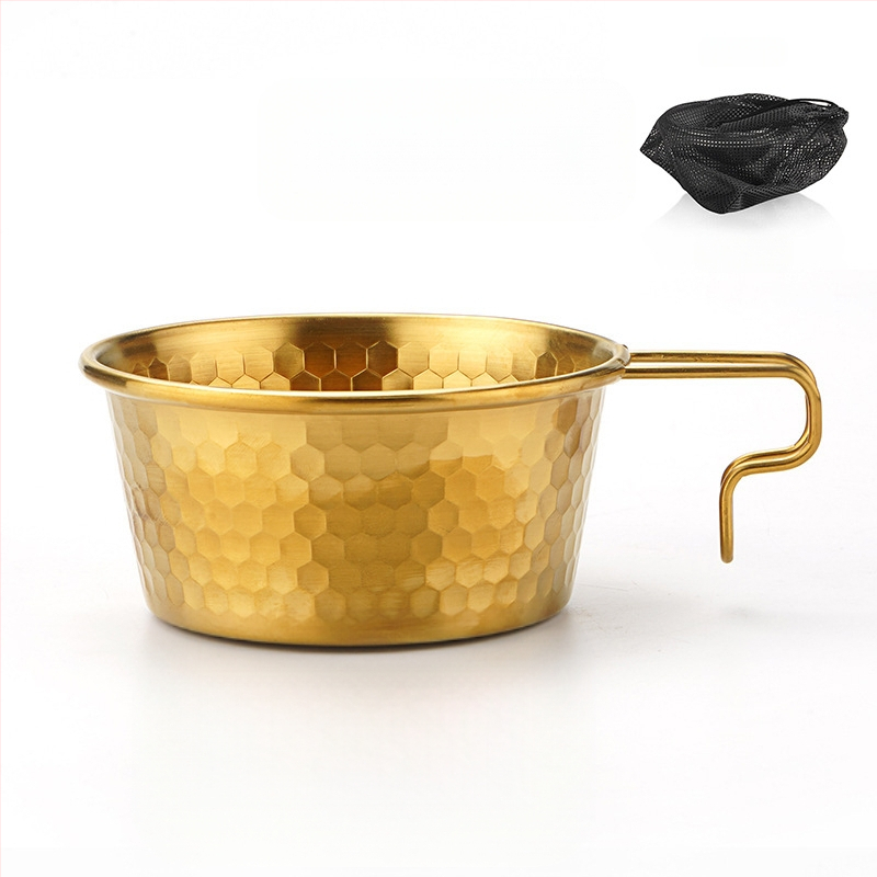 Hammered snow bowl no nerūsējoša tērauda piknikam ar rokturi, zīmols Moxa Chef, piemērots 2 personām