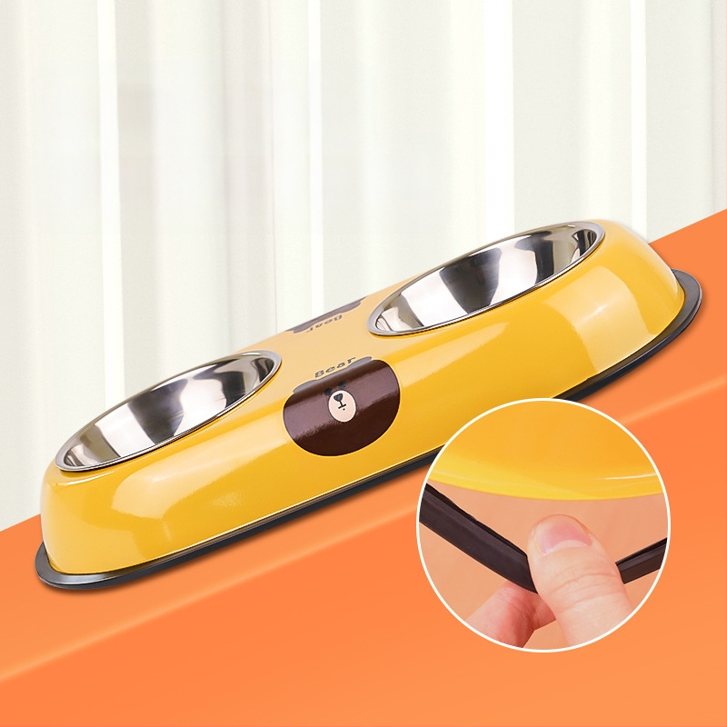 Nerūsējošā tērauda divpusēja bļoda mājdzīvniekiem ar integrētu dizainu, pret apgāšanos, automātiska ēdināšana, Seven Oh