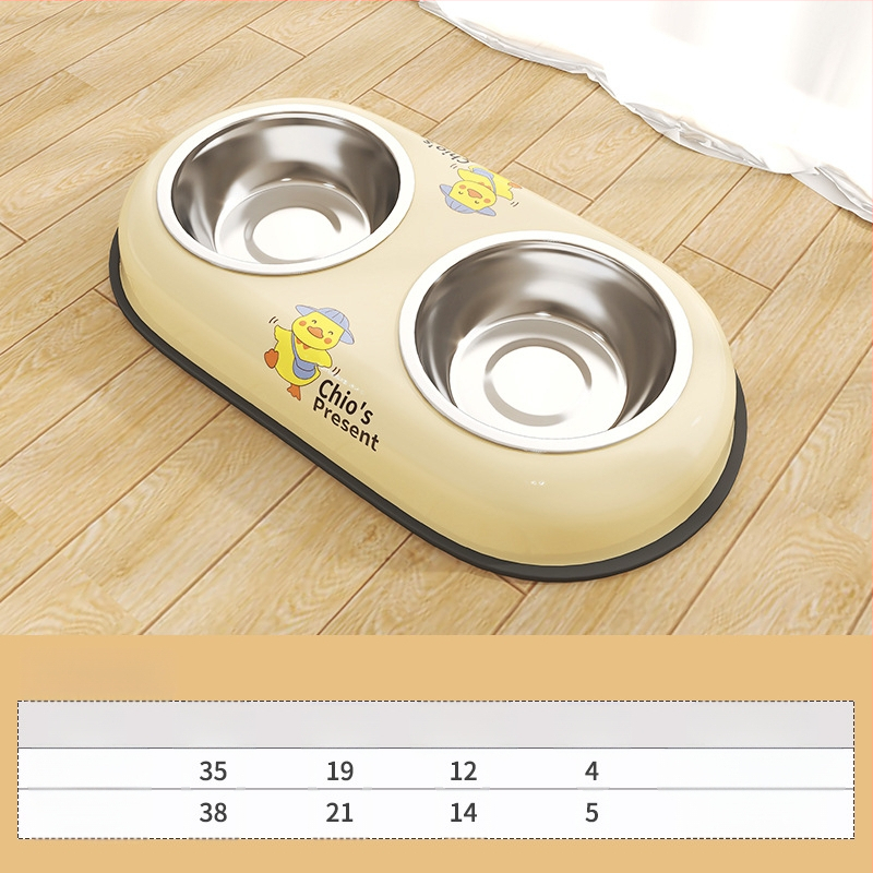 Nerūsējošā tērauda divpusēja bļoda mājdzīvniekiem ar integrētu dizainu, pret apgāšanos, automātiska ēdināšana, Seven Oh