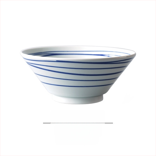 Nishida Muyu ramen dubuo iš porceliano, dryžuotas raštas, japonų stilius, apvali forma, tinkamas mikrobangoms