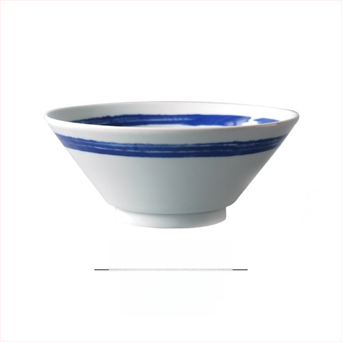 Nishida Muyu ramen dubuo iš porceliano, dryžuotas raštas, japonų stilius, apvali forma, tinkamas mikrobangoms