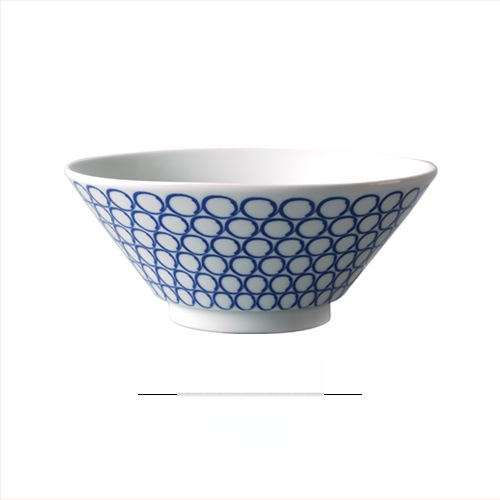 Nishida Muyu ramen dubuo iš porceliano, dryžuotas raštas, japonų stilius, apvali forma, tinkamas mikrobangoms