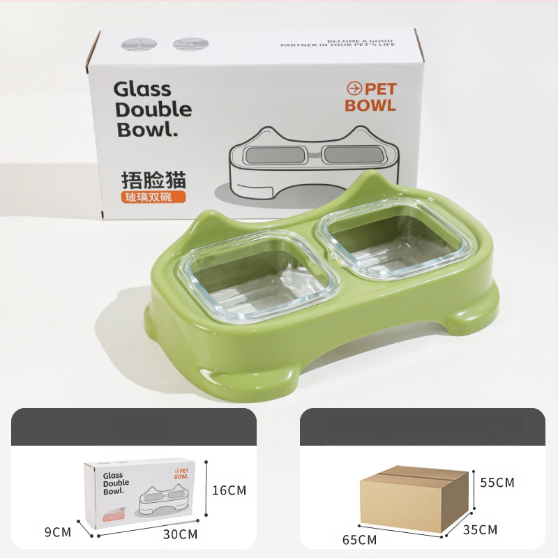 Atdalāma suņu un kaķu barošanas bļoda, noplūdei necaurlaidīga — Vienkāršs dizains, Materiāls PP+stikls, Hawoo Howo