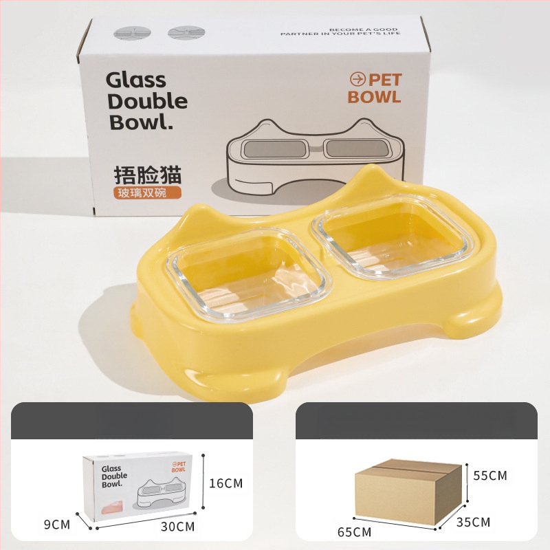 Atdalāma suņu un kaķu barošanas bļoda, noplūdei necaurlaidīga — Vienkāršs dizains, Materiāls PP+stikls, Hawoo Howo