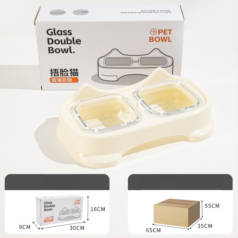 Atdalāma suņu un kaķu barošanas bļoda, noplūdei necaurlaidīga — Vienkāršs dizains, Materiāls PP+stikls, Hawoo Howo