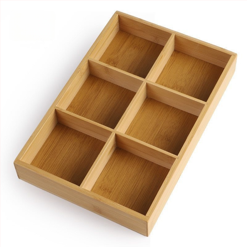 Bambukinis kvadratinis padėklas su devyniais skyreliais, medinė serviravimo plokštė džiovintiems vaisiams ir užkandžiams, kinų stilius