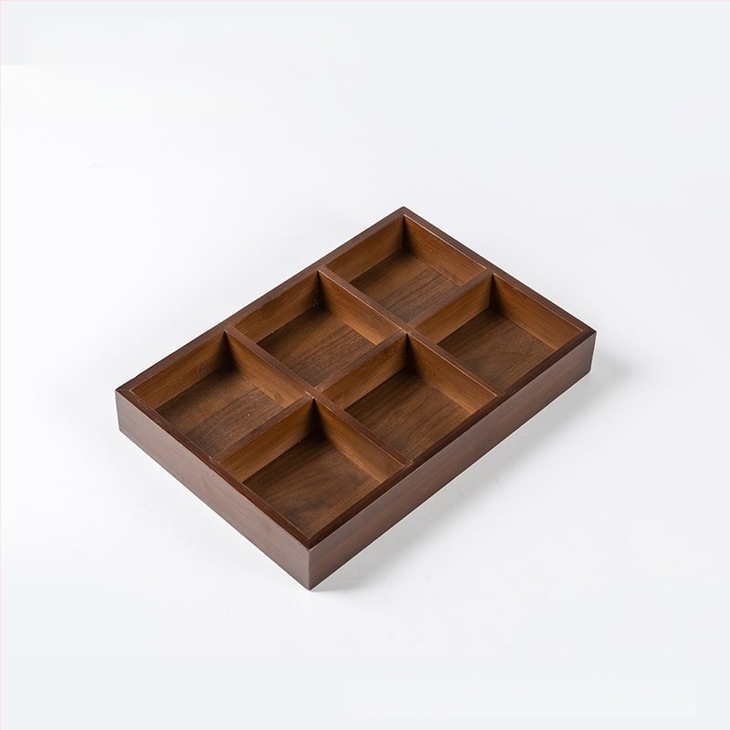 Bambukinis kvadratinis padėklas su devyniais skyreliais, medinė serviravimo plokštė džiovintiems vaisiams ir užkandžiams, kinų stilius