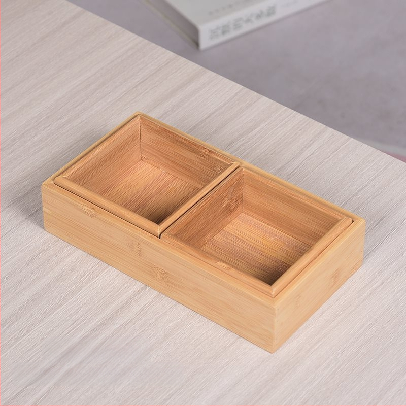 Bambukinis kvadratinis padėklas su devyniais skyreliais, medinė serviravimo plokštė džiovintiems vaisiams ir užkandžiams, kinų stilius