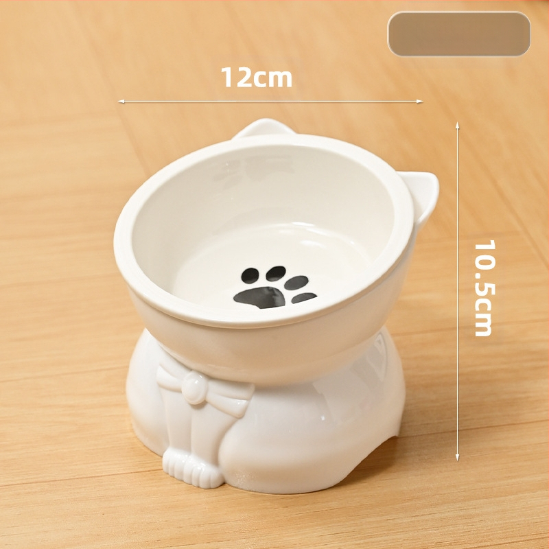 Katės dubuo maistui ir vandeniui – keramika ir plastikas, įstrižas burnos dizainas, aukšta koja, tinkama katėms