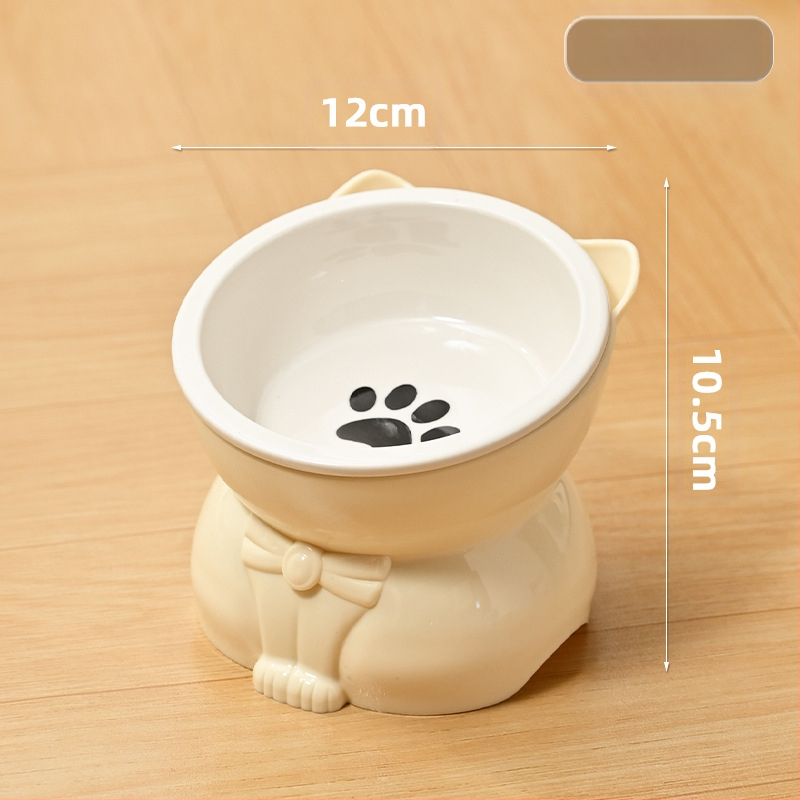 Katės dubuo maistui ir vandeniui – keramika ir plastikas, įstrižas burnos dizainas, aukšta koja, tinkama katėms