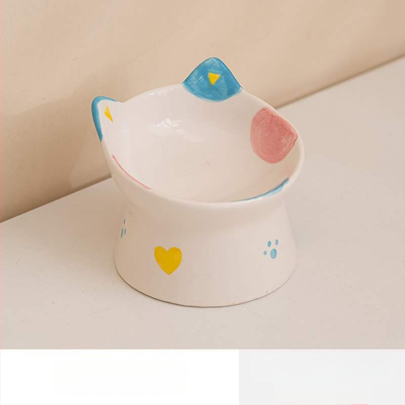 Keraminė kačių dubenėlė su aukšta koja - Prekės ženklas Because of sheng; Kačių maitinimo įrankiai; Tinka katėms; Pakuotė: 100 vnt