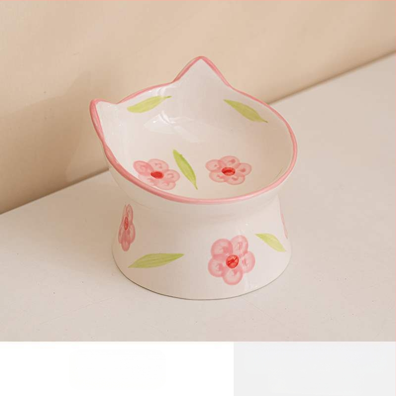 Keraminė kačių dubenėlė su aukšta koja - Prekės ženklas Because of sheng; Kačių maitinimo įrankiai; Tinka katėms; Pakuotė: 100 vnt