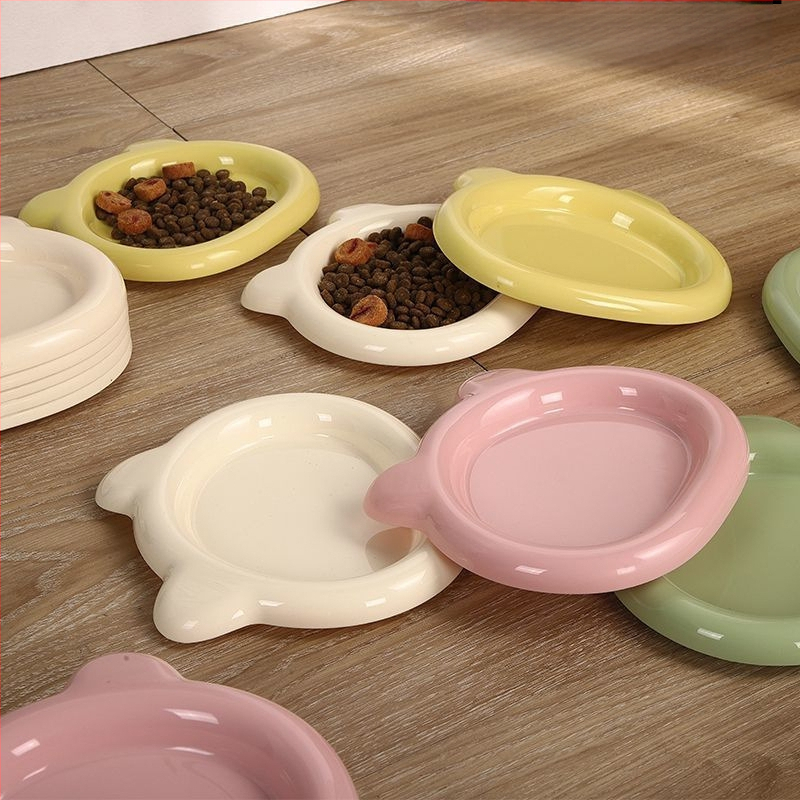 Japonijos stiliaus miela meškiukų lėkštė naminiams gyvūnėliams – plastikinė lėkštė kačiukams ir šunims, vieno gabalo liejimas, paprastas dizainas