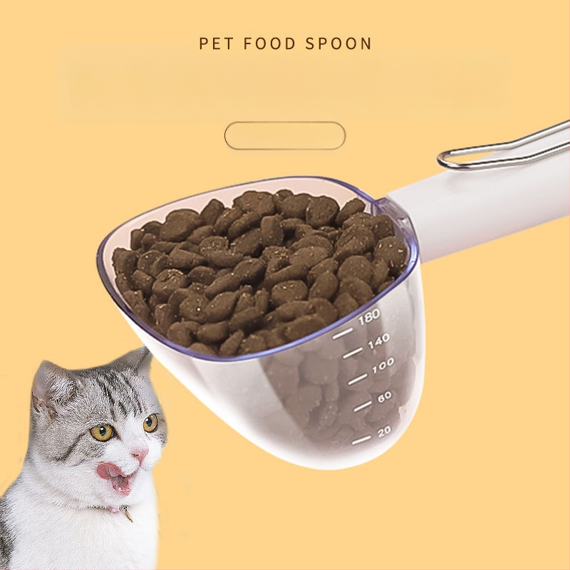 Millet Meng Kačių maisto šaukštas – plastmasinis, ilga rankena, matuojantis šaukštas katėms, naminių gyvūnų reikmenys, pakuotė 240 vnt.