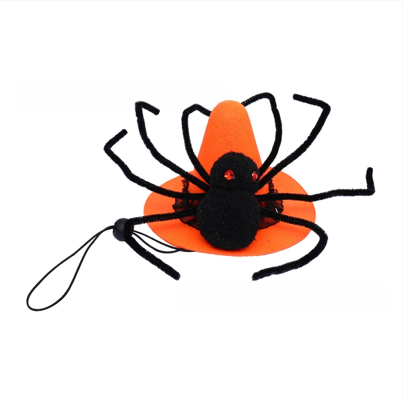 Шапка за кучета за Хелоуин с модел паяк — фетр, лазерно тъкане, карикатурен стил (Патерн: паяк; Материал: фетр; Тъкане: лазерно; Стил: карикатурен; Празник: Хелоуин)