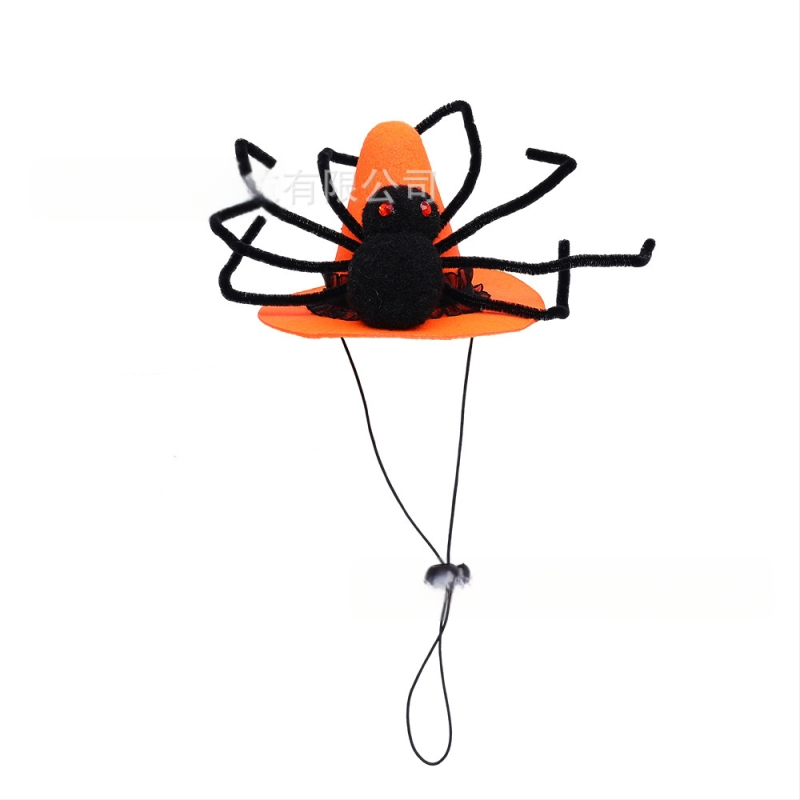 Шапка за кучета за Хелоуин с модел паяк — фетр, лазерно тъкане, карикатурен стил (Патерн: паяк; Материал: фетр; Тъкане: лазерно; Стил: карикатурен; Празник: Хелоуин)