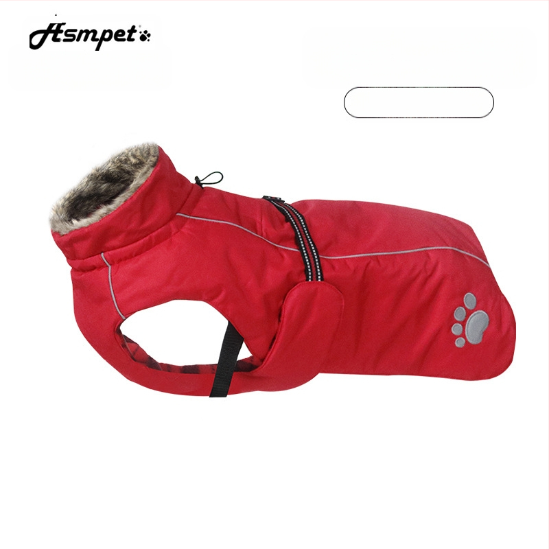 Asmpet pamukasti kaput za psa s ugrađenim pojaseom — odjeća za kućne ljubimce, zimska toplina