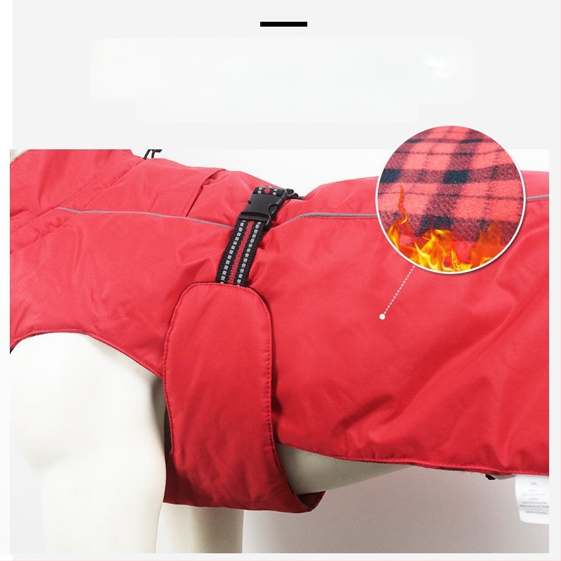 Asmpet pamukasti kaput za psa s ugrađenim pojaseom — odjeća za kućne ljubimce, zimska toplina