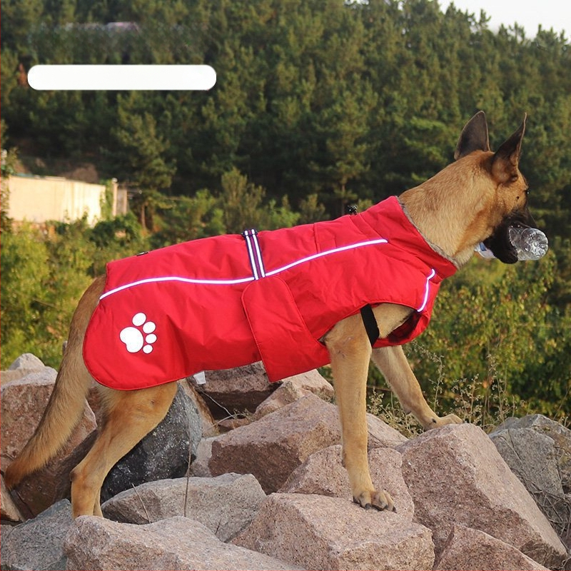 Asmpet pamukasti kaput za psa s ugrađenim pojaseom — odjeća za kućne ljubimce, zimska toplina