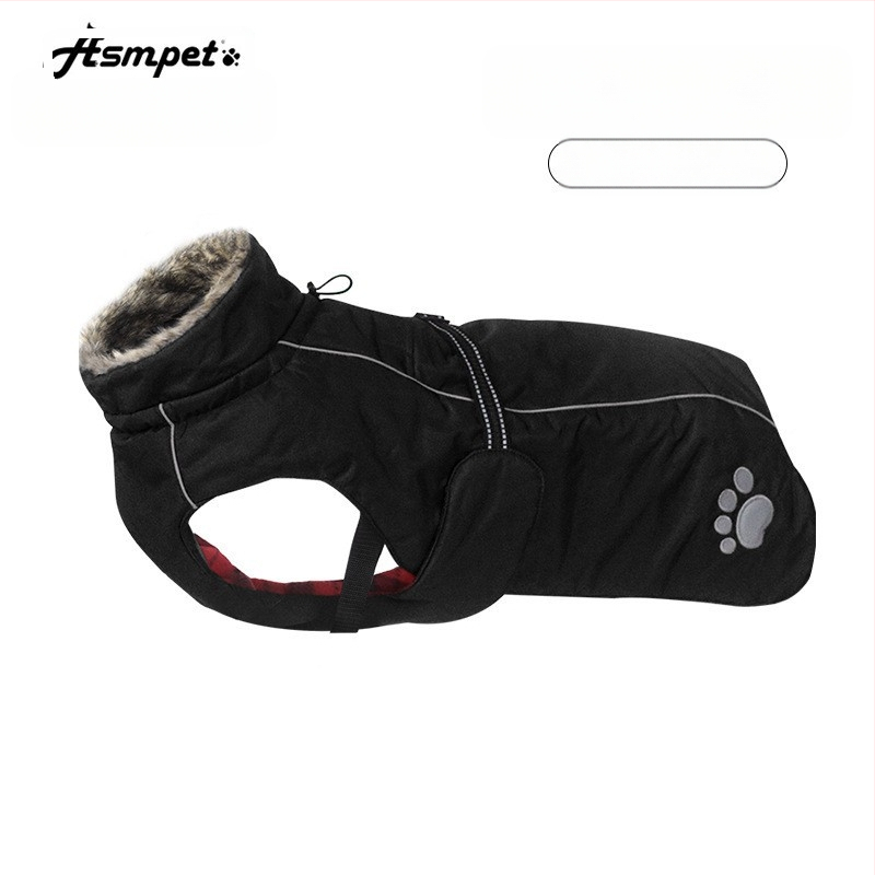 Asmpet pamukasti kaput za psa s ugrađenim pojaseom — odjeća za kućne ljubimce, zimska toplina