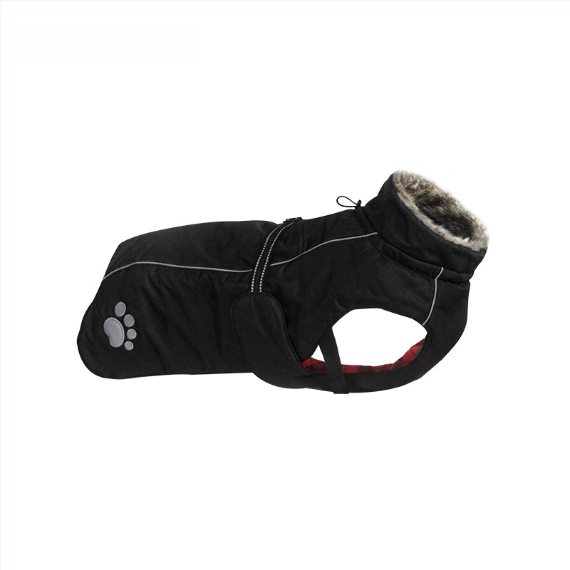 Asmpet pamukasti kaput za psa s ugrađenim pojaseom — odjeća za kućne ljubimce, zimska toplina