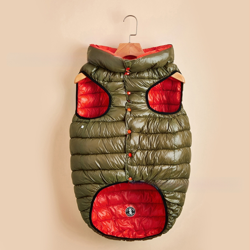 Dviviečio šuns liemenė žiemai – medžiagos: nailonas, down cotton; stilius: laisvas