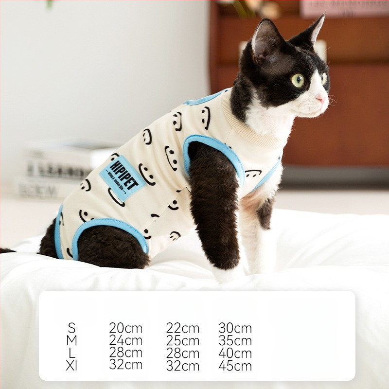 Дрехи за домашни любимци – антиоблизващ стерилизационен костюм за котки, тънък плат, стил свободно време