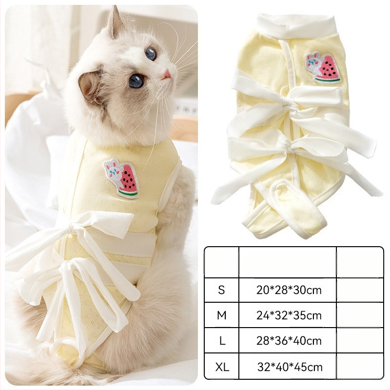 Дрехи за домашни любимци – антиоблизващ стерилизационен костюм за котки, тънък плат, стил свободно време