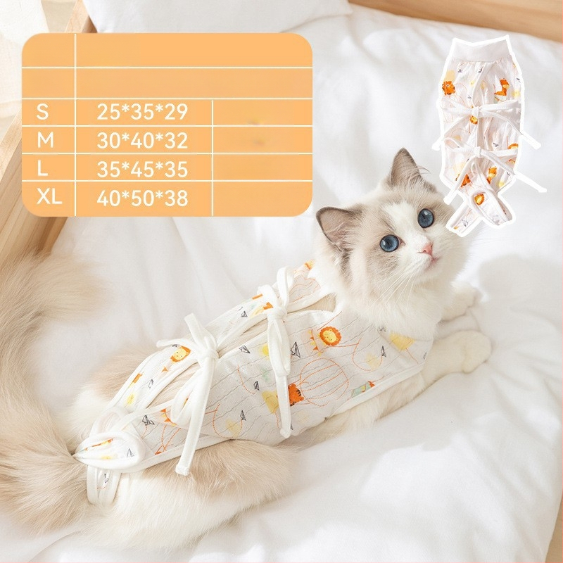 Дрехи за домашни любимци – антиоблизващ стерилизационен костюм за котки, тънък плат, стил свободно време