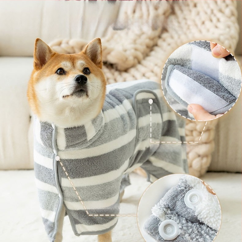 Šunų vonios chalatas su pilnu uždengimu – sugeriantis, greitai džiūstantis iš Coral Fleece, 150D siūlai, plokščias audinys, pritaikymas įmanomas