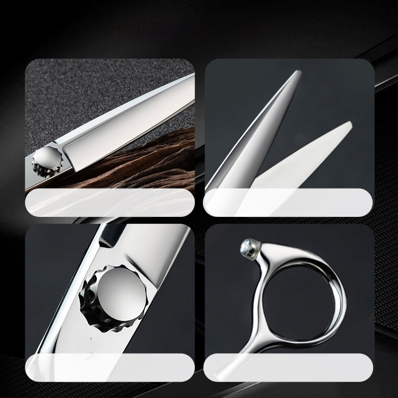 Foarfece de coafură din VG10 oțel, tăiere plată, lungime totală 19,5 cm, 60 g