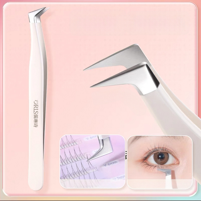 Щипки за мигли за изкуствени мигли, висока прецизност, марка Ru Lin Poetry; класификация: сегментирани; стил: Golden Feather Clip, 7-образен клип; опаковка: 1000 бр