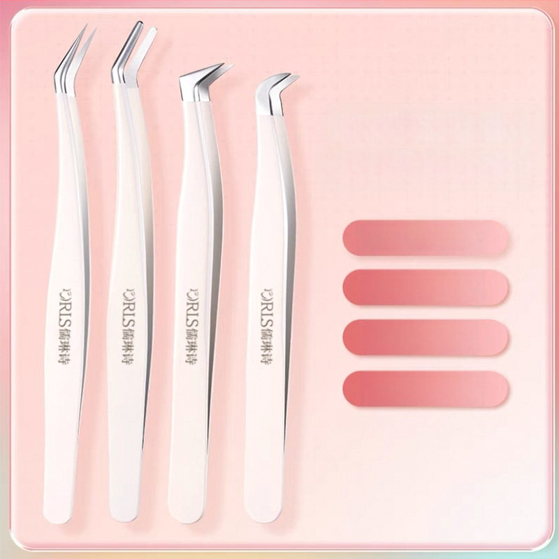 Щипки за мигли за изкуствени мигли, висока прецизност, марка Ru Lin Poetry; класификация: сегментирани; стил: Golden Feather Clip, 7-образен клип; опаковка: 1000 бр