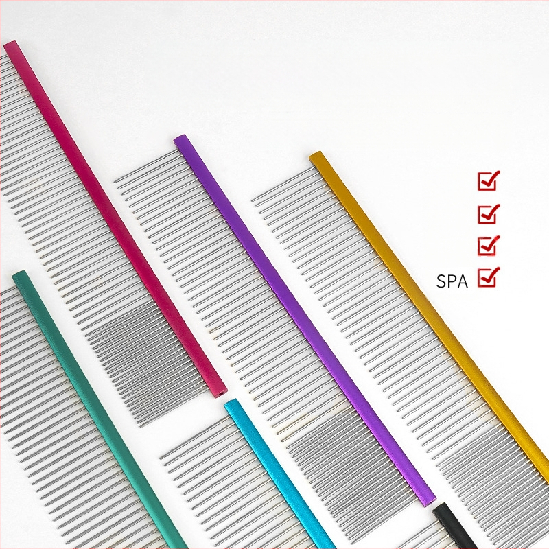 Tanizaki Гребен за домашни любимци, неръждаема стомана, широк дръжка, премахва излишната козина