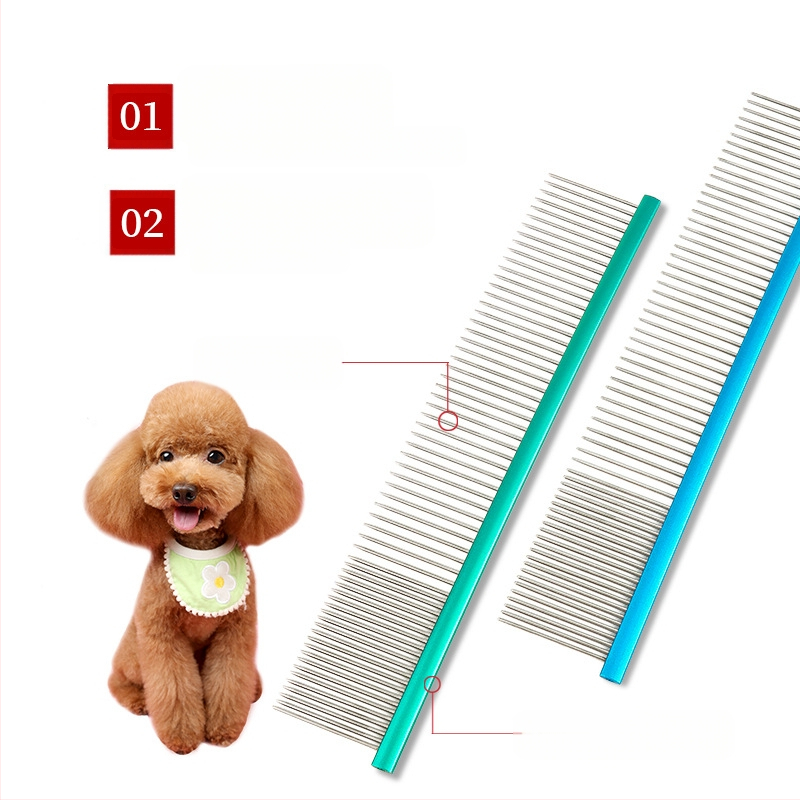 Tanizaki Гребен за домашни любимци, неръждаема стомана, широк дръжка, премахва излишната козина