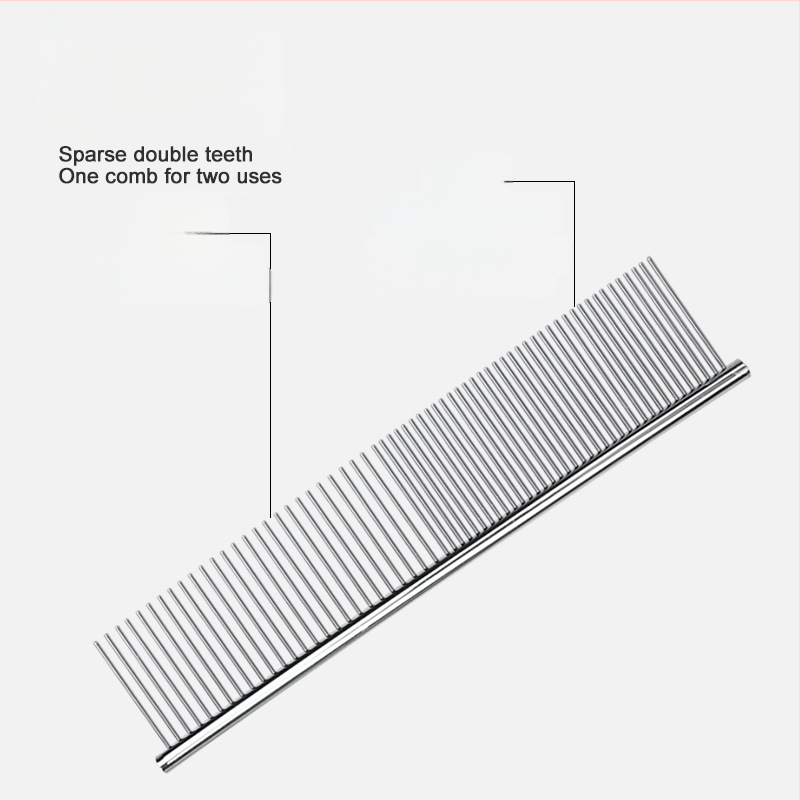 Senwei метален гребен за дългокосмести домашни любимци, със гъст дву-зъбен дизайн за разплитане и премахване на косми, подходящ за кучета и котки