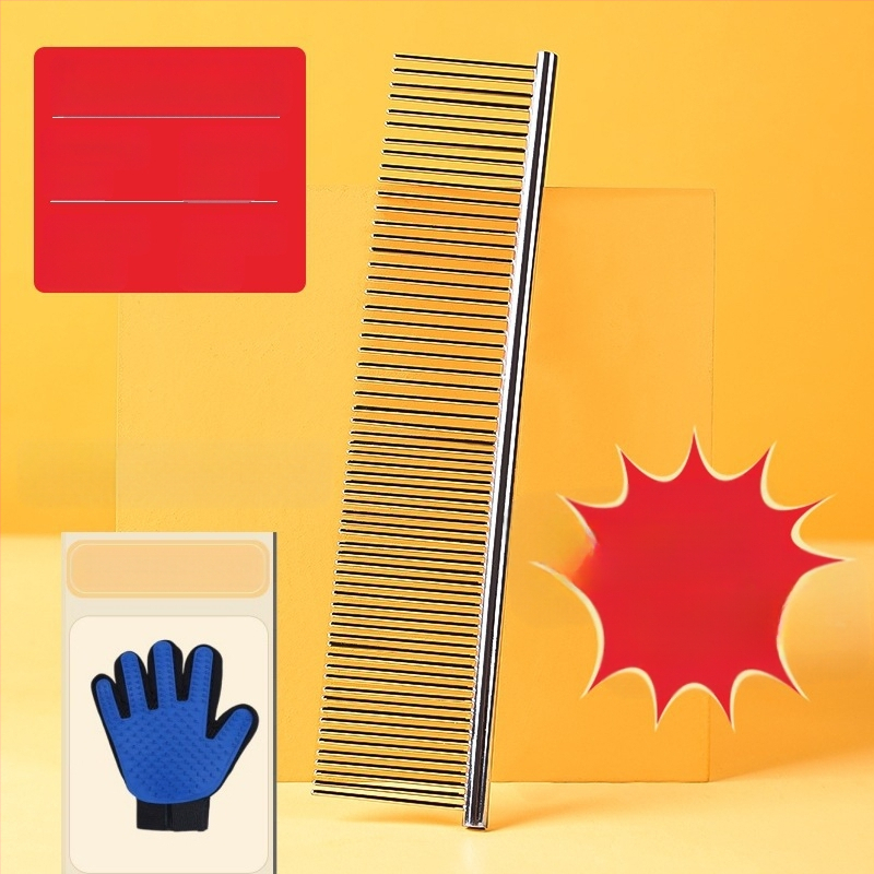 Senwei метален гребен за дългокосмести домашни любимци, със гъст дву-зъбен дизайн за разплитане и премахване на косми, подходящ за кучета и котки