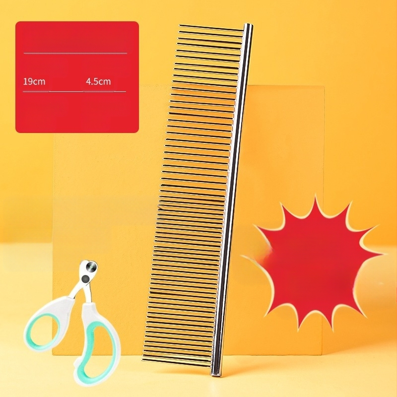 Senwei метален гребен за дългокосмести домашни любимци, със гъст дву-зъбен дизайн за разплитане и премахване на косми, подходящ за кучета и котки