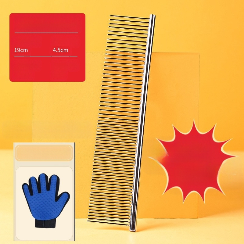 Senwei метален гребен за дългокосмести домашни любимци, със гъст дву-зъбен дизайн за разплитане и премахване на косми, подходящ за кучета и котки