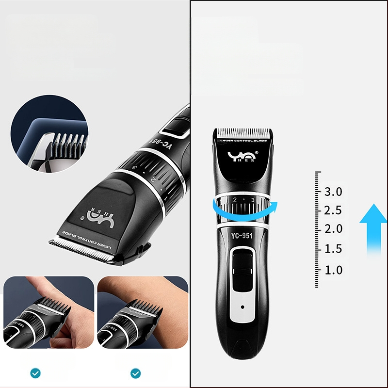 Vyrų elektrinis plaukų kirpimo įrankis su keramikiniu ašmeniu, dviguba maitinimo šaltinis, daugiafunkcinis galvos skutimo įrankis