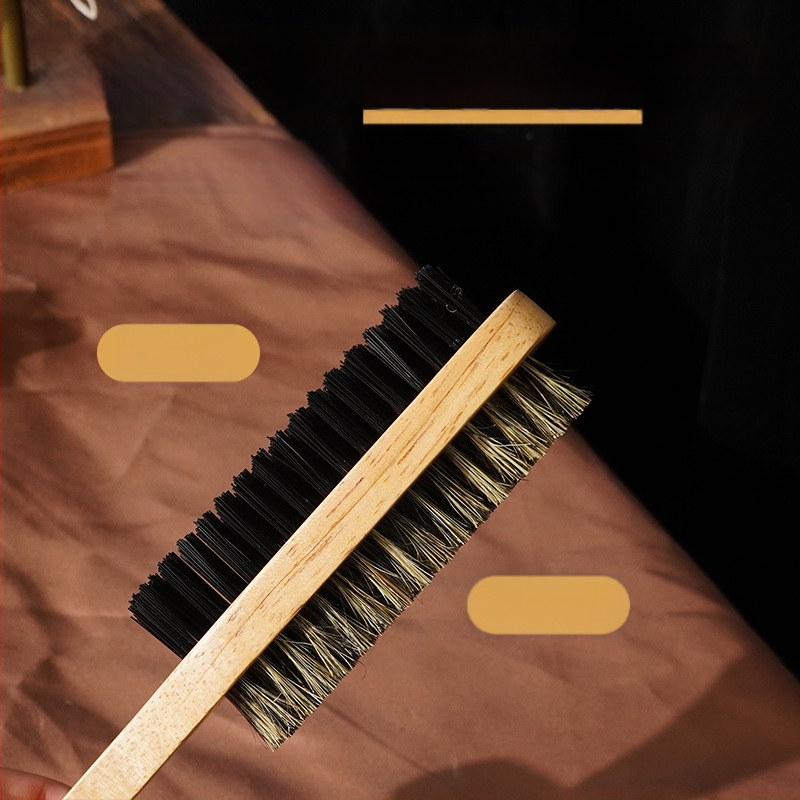 Craftsman koka divpusēja bārdas suka ar cūkas spalvu, uzturēšanai un matu tīrīšanai, izcelsme Guangzhou