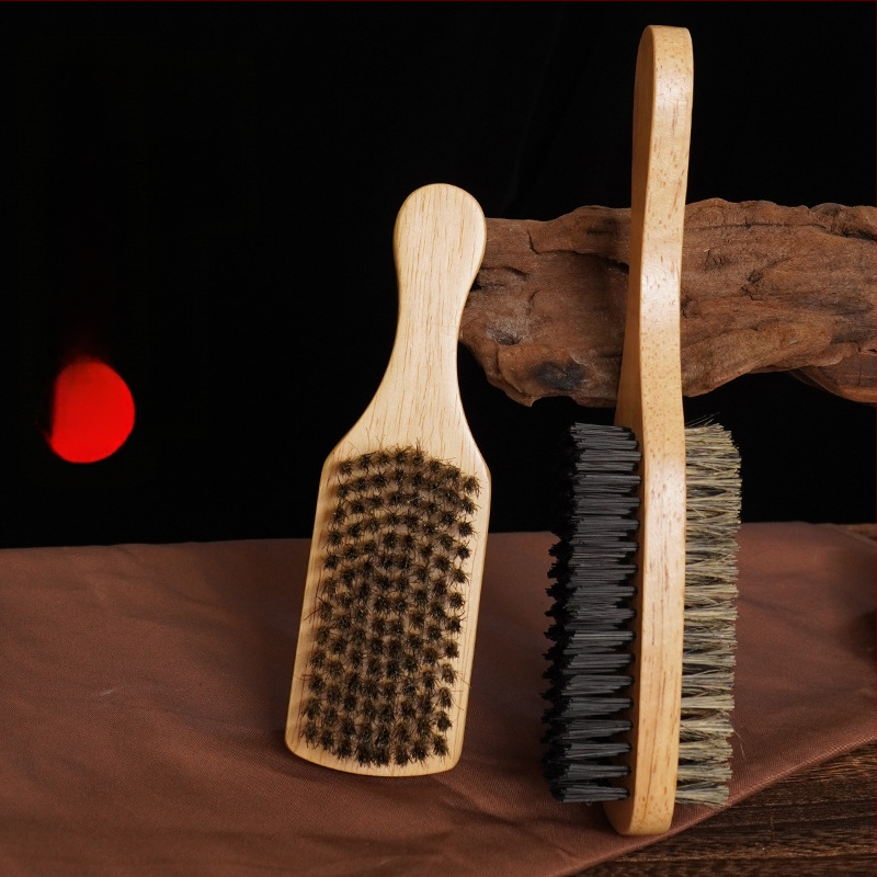 Craftsman koka divpusēja bārdas suka ar cūkas spalvu, uzturēšanai un matu tīrīšanai, izcelsme Guangzhou