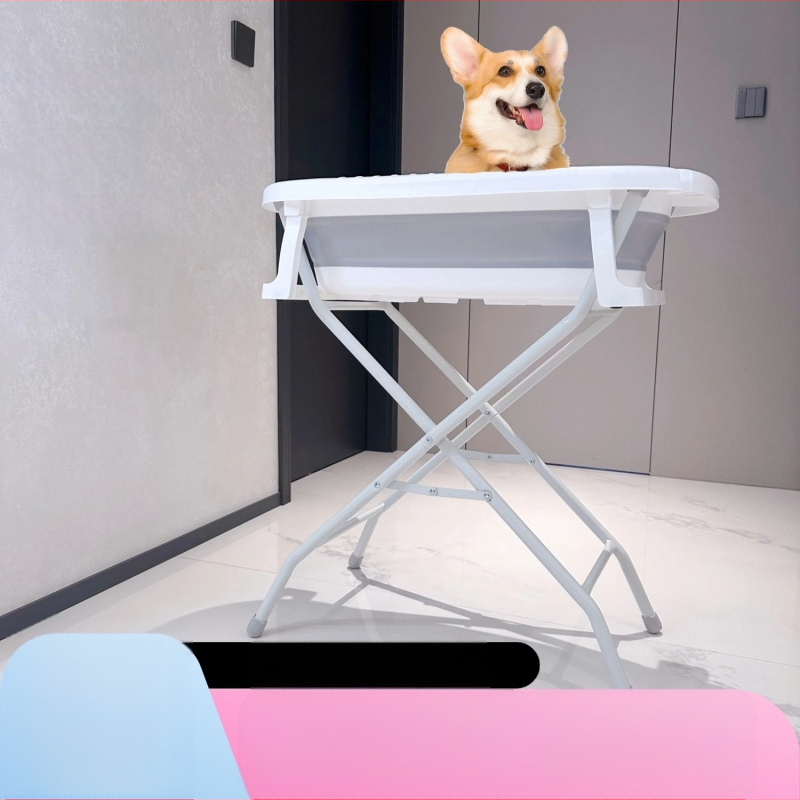 Сгъваема вана за домашни любимци за кучета с железна рамка и дренажна тръба