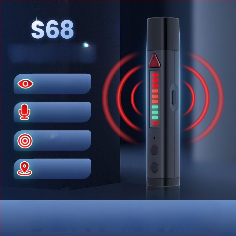 S68 ασύρματος ανιχνευτής σημάτων – στυλό-ανιχνευτής για κάμερες, ζώνη συχνοτήτων 1–8000, εύρος ανίχνευσης 0.1–10, διαστάσεις 120×18×18 mm