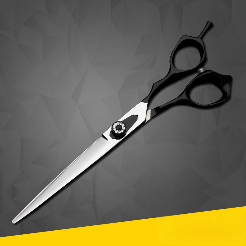 Комплект ножици за подстрижка на домашни любимци, цялостна стоманена конструкция, извити нагоре и надолу остриета, за подстригване на козината на кучета