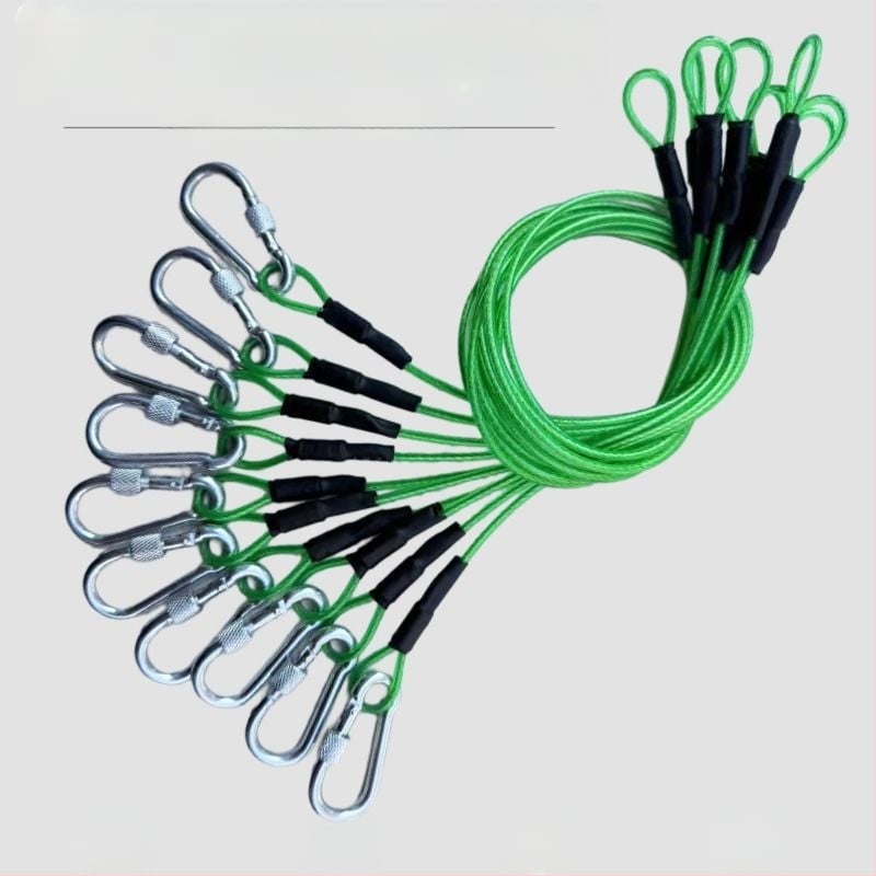 Užrakinamas žvejybos karabinas su sustiprintu plieno vielos lynu didelėms žuvims