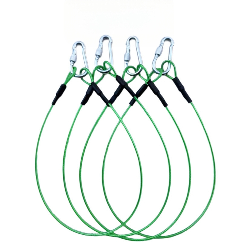 Užrakinamas žvejybos karabinas su sustiprintu plieno vielos lynu didelėms žuvims